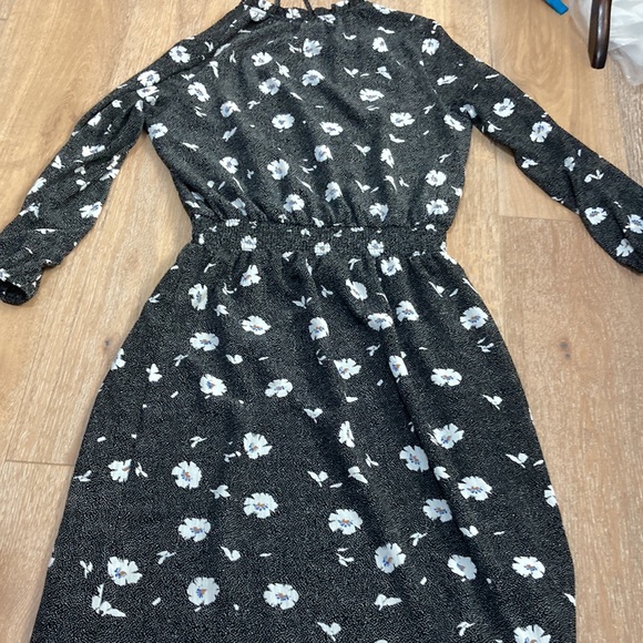 J.Crew factory black and white floral long sleeve dress size small - Picture 3 of 10